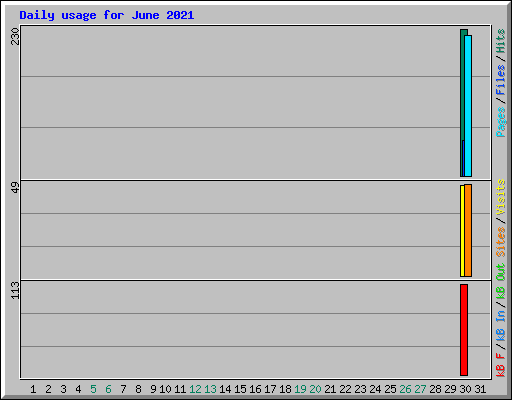Daily usage for June 2021