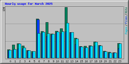 Hourly usage for March 2025